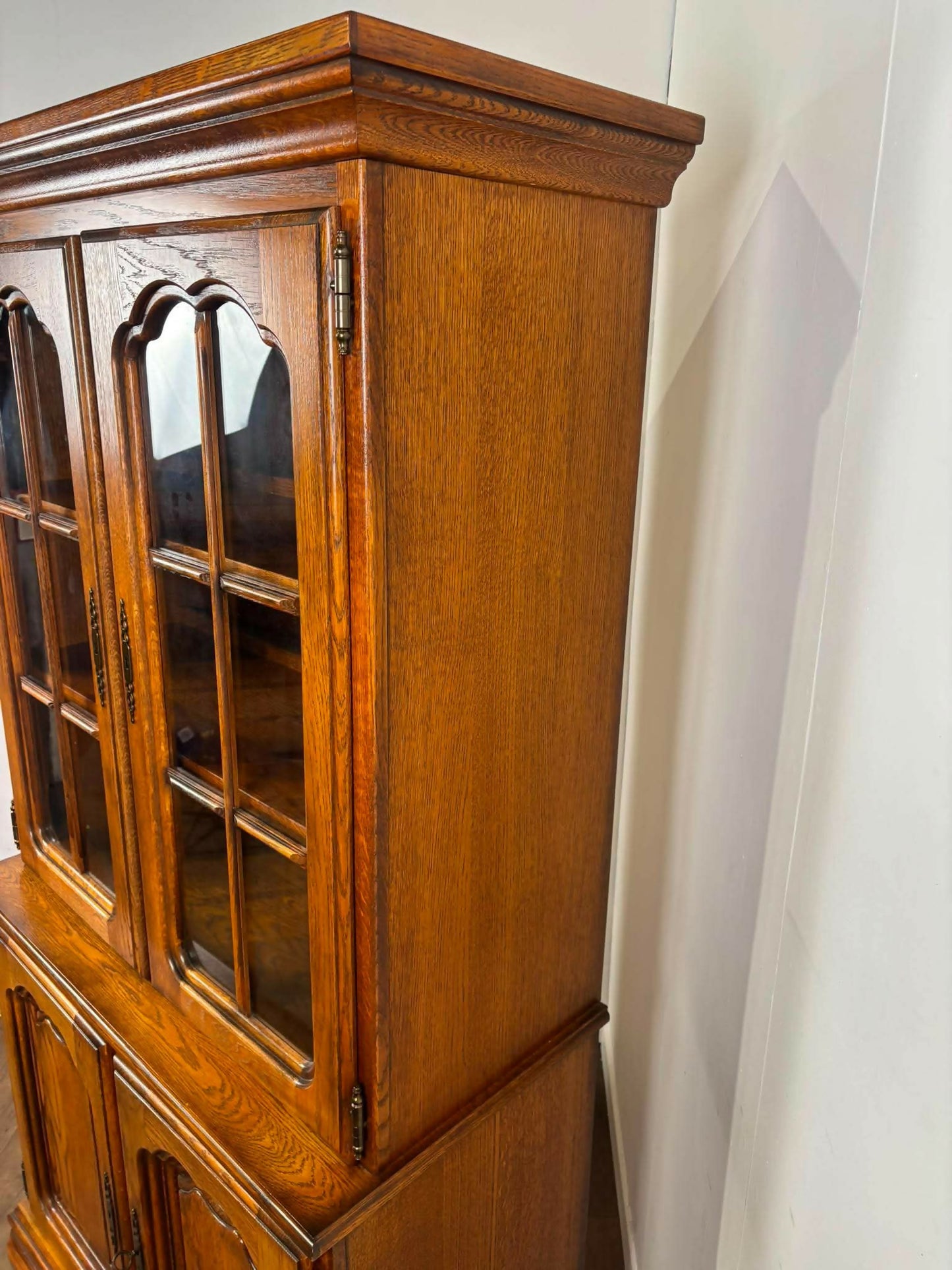 Modern Reproduction Glazed Oak Bookcase