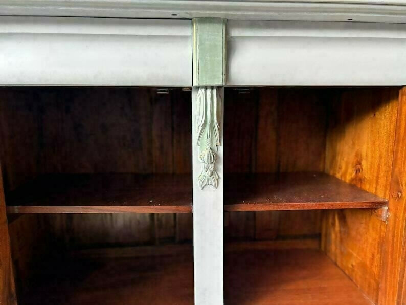 Antique French Grey Sideboard / Long Sideboard/ Painted Upcycled Sideboard