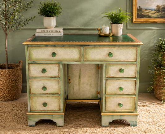White green ethereal boho writing office desk