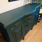 Newly refurbished antique sideboard solid oak green Edwardian