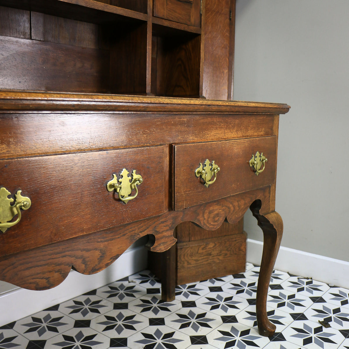 Victorian Solid Oak Dresser with Shelved Rack