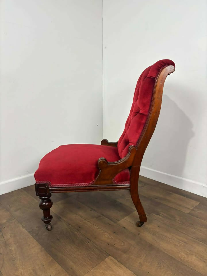Antique Nursing Chair Having Button Back Upholstery