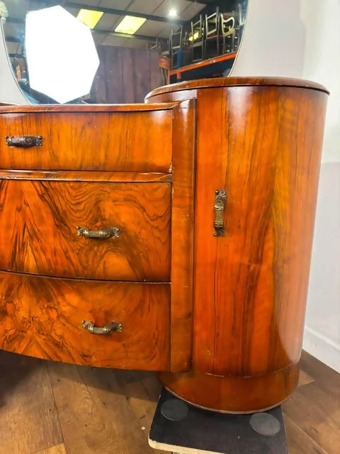 Art Deco Walnut Veneer Dressing Table by Shrager
