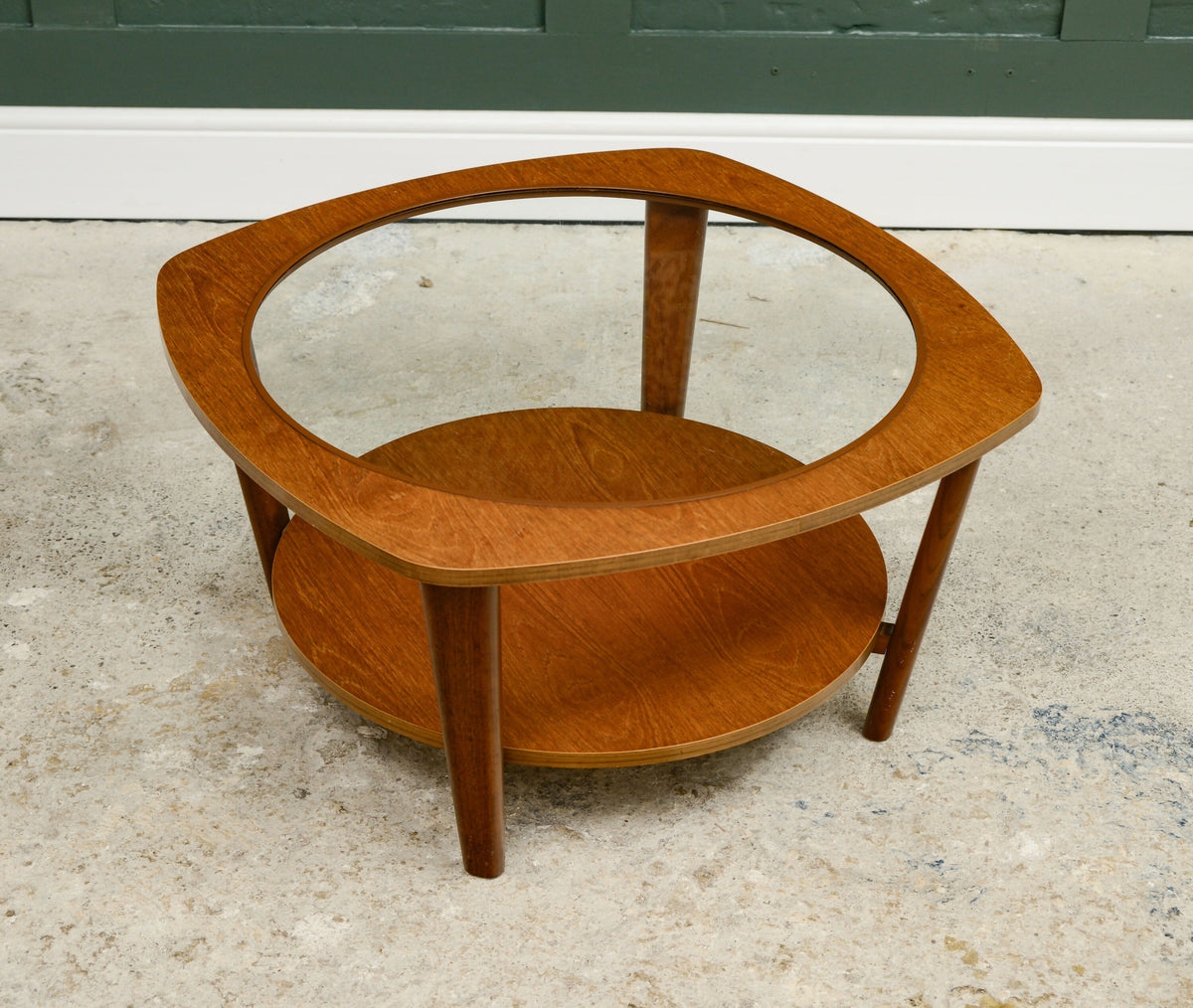Mid Century Teak Astro Style Coffee Table with Glass Top