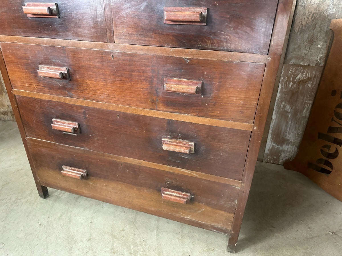 Antique Art Deco Mahogany Two over Three Chest of Drawers, Harris Lebus