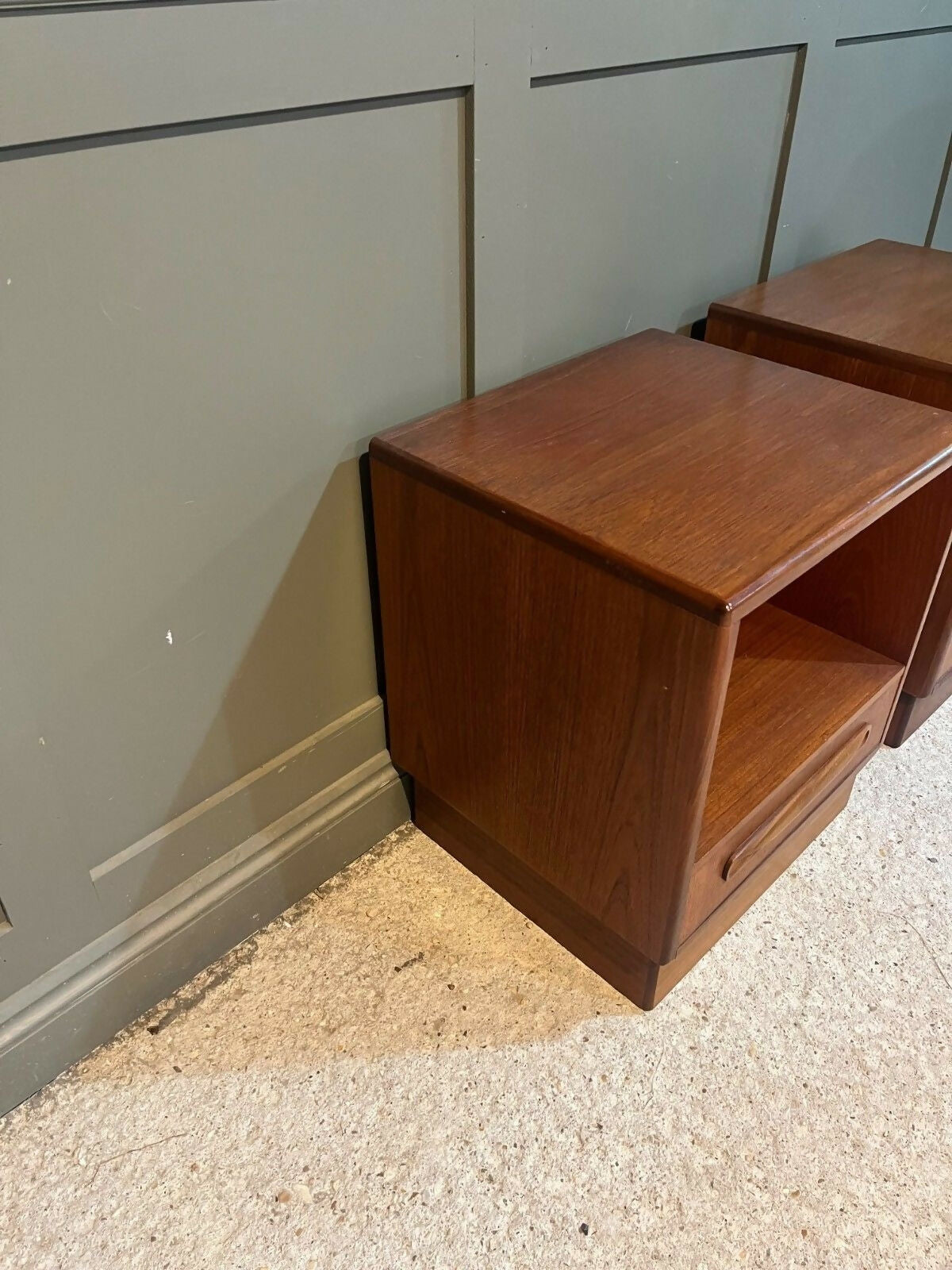 Pair G Plan Teak Bedside Chests Fresco Range 1970’s. Delivery Available.