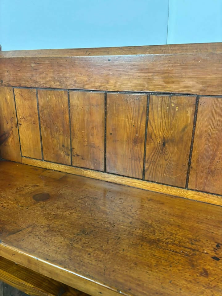Victorian Pitch Pine Pew Of Small Proportions