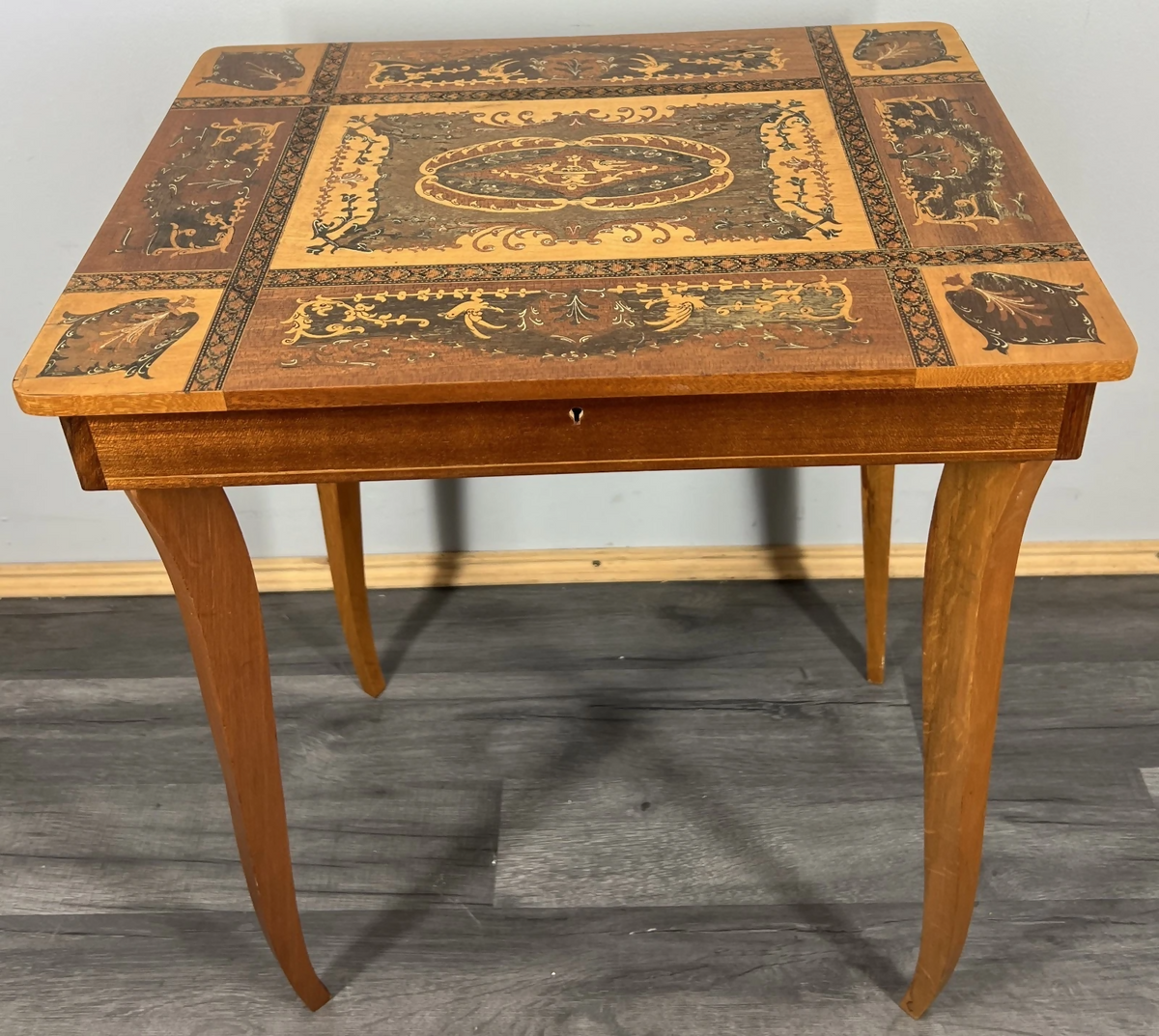Jewellery Table Vintage French Marquetry Inlaid Music Box Cabinet LOT 24259