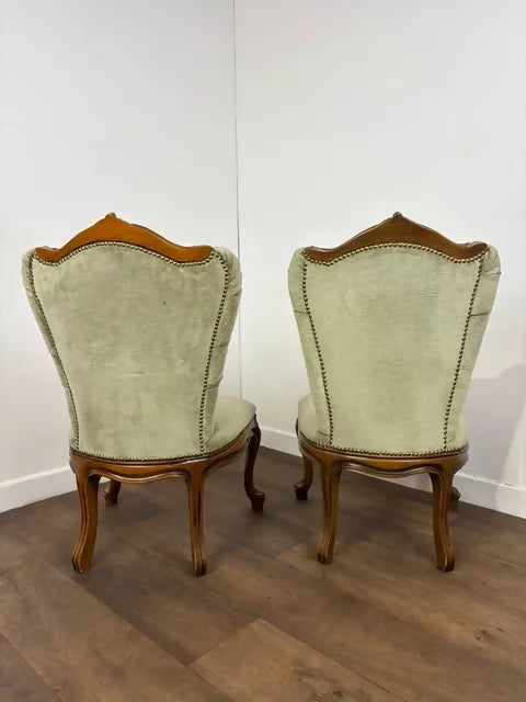 Pair Of Reproduction Upholstered Bedroom Chairs