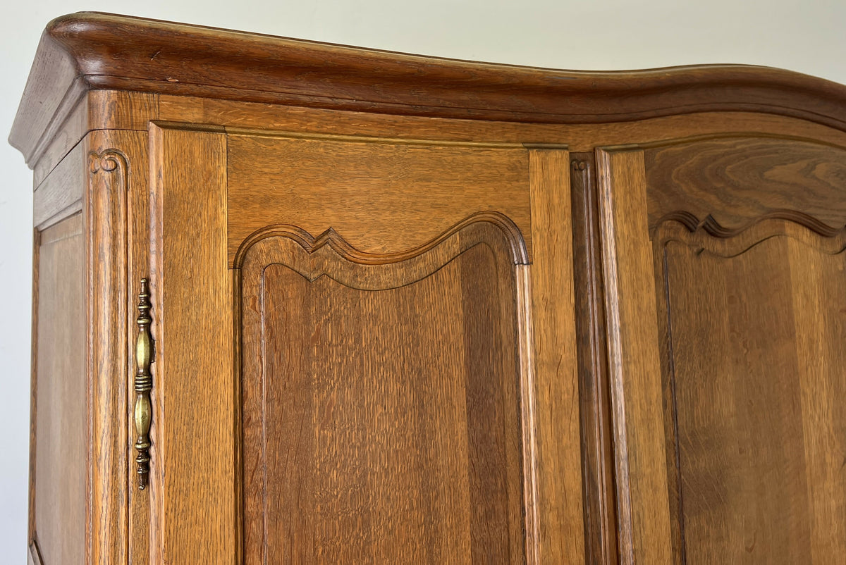 Wardrobe Vintage French Louis XVI Style Oak Three Door Carved Armoire LOT 6508