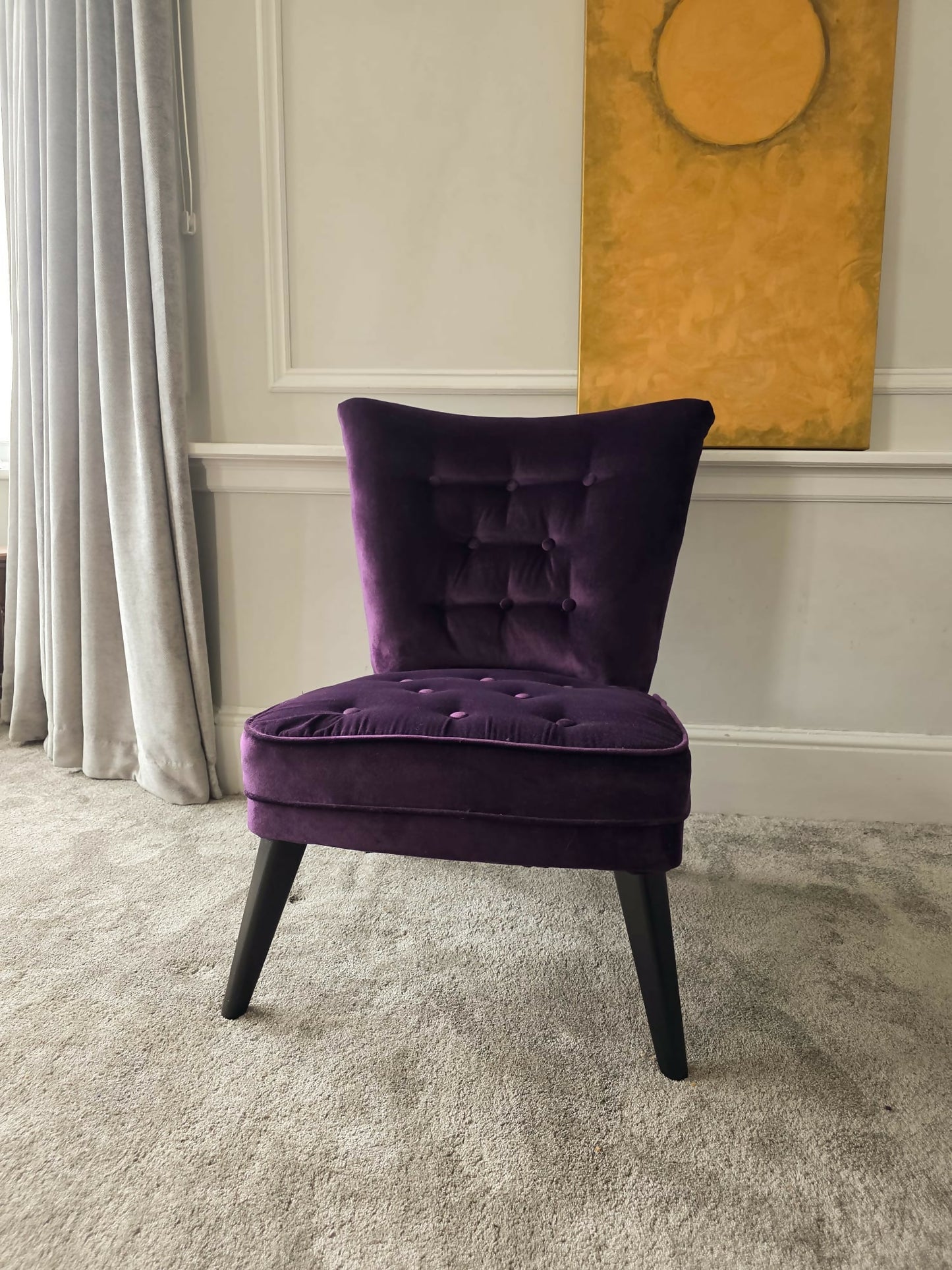 MCM Cocktail Chair. Plush Top Quality Cotton Velvet. Restored and Reupholstered.