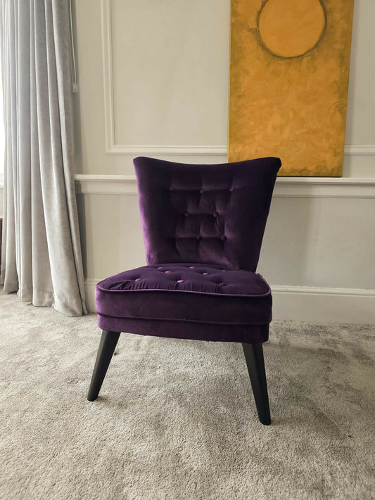 MCM Cocktail Chair. Plush Top Quality Cotton Velvet. Restored and Reupholstered.