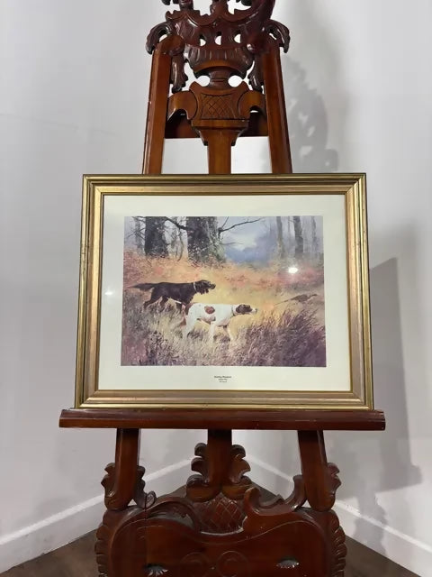 Framed “Hunting Pheasants” Print After Eugene Petit – 19th Century Sporting Scene