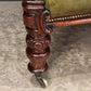 Vintage Victorian Green Buttoned Leather Double Spoon Back Sofa