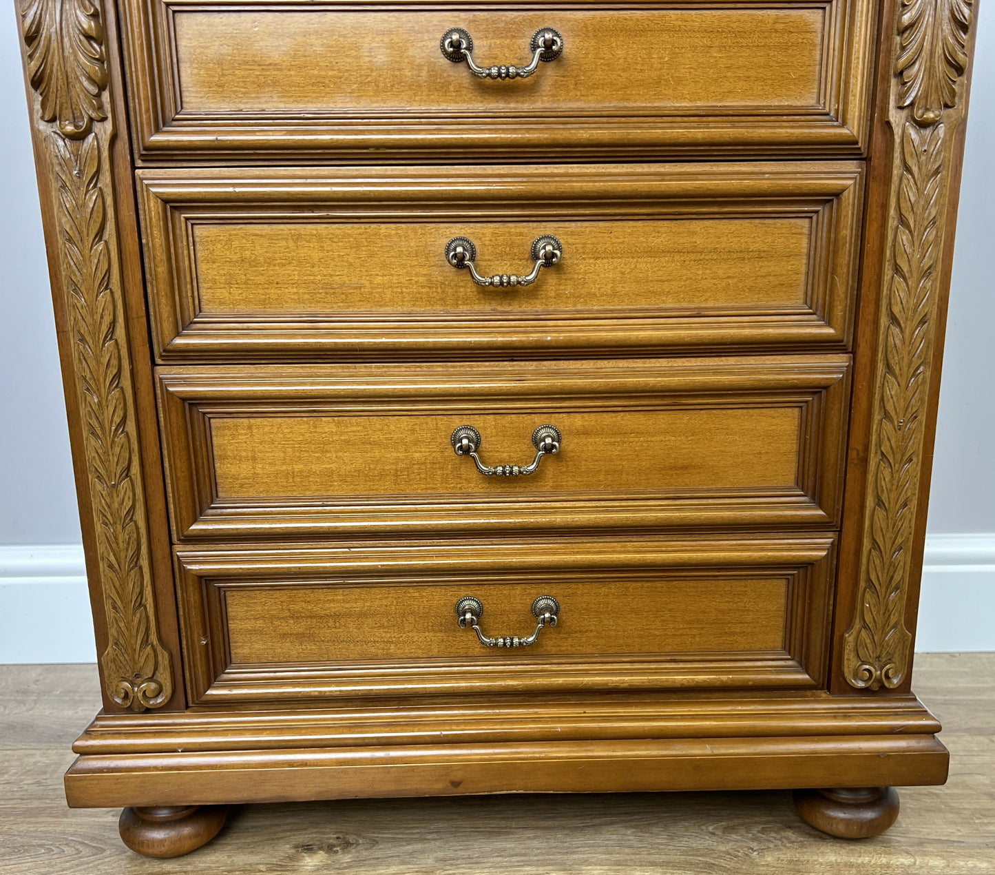 Pair of Bedside Tables Vintage French Nightstands 4 Drawers Cabinets LOT 6315