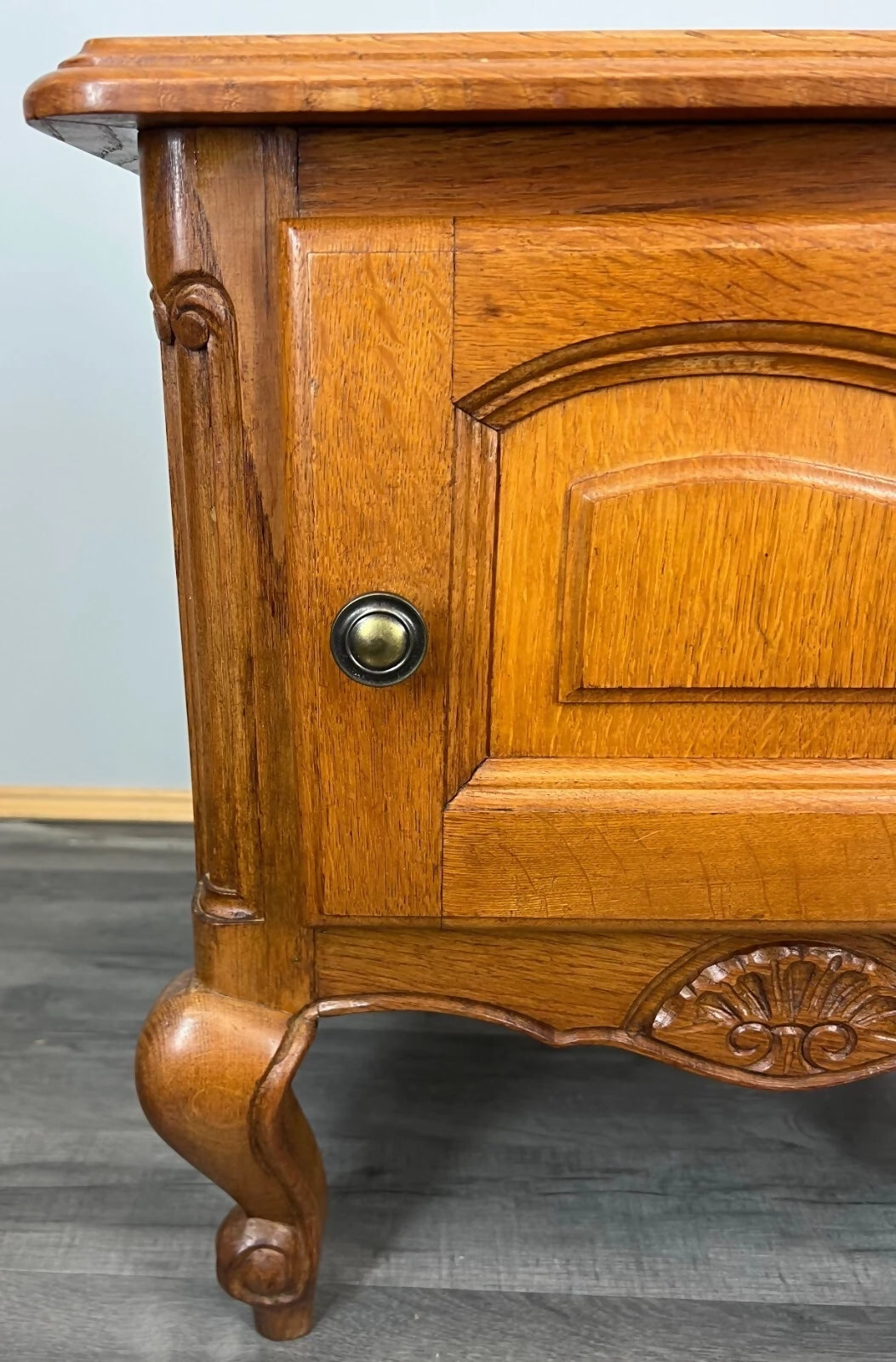 Pair of Bedside Tables Vintage French Louis Oak Nightstands Cabinets LOT 3518