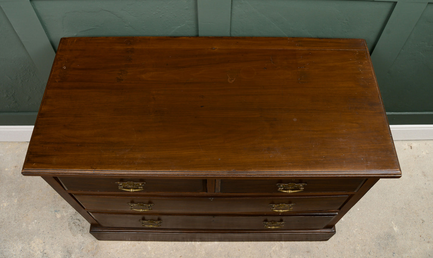 Edwardian Stained Pine Chest of Drawers - 2 Over 2 - Mahogany Finish