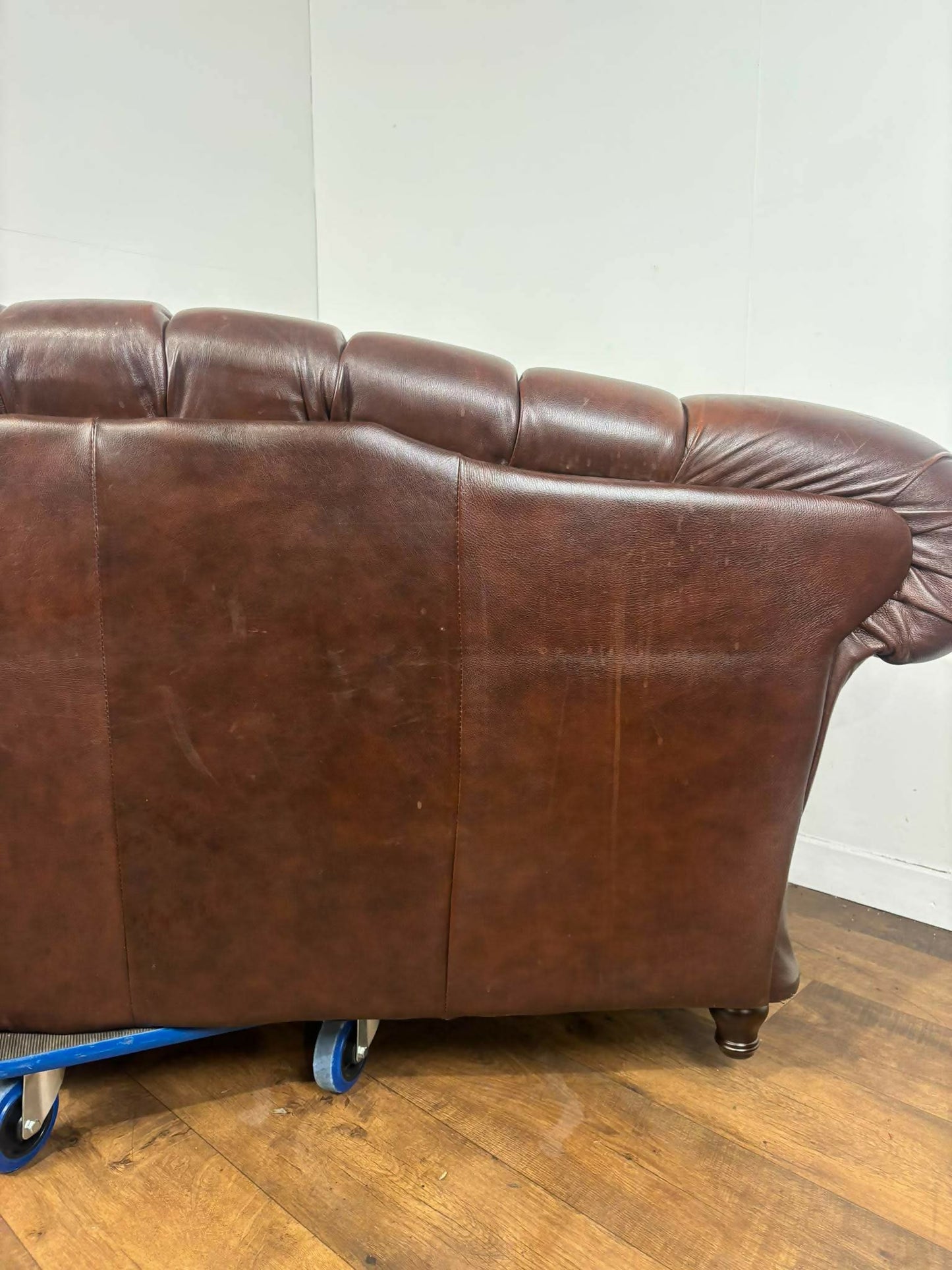 Thomas Lloyd Brown Leather Chesterfield Style Sofa