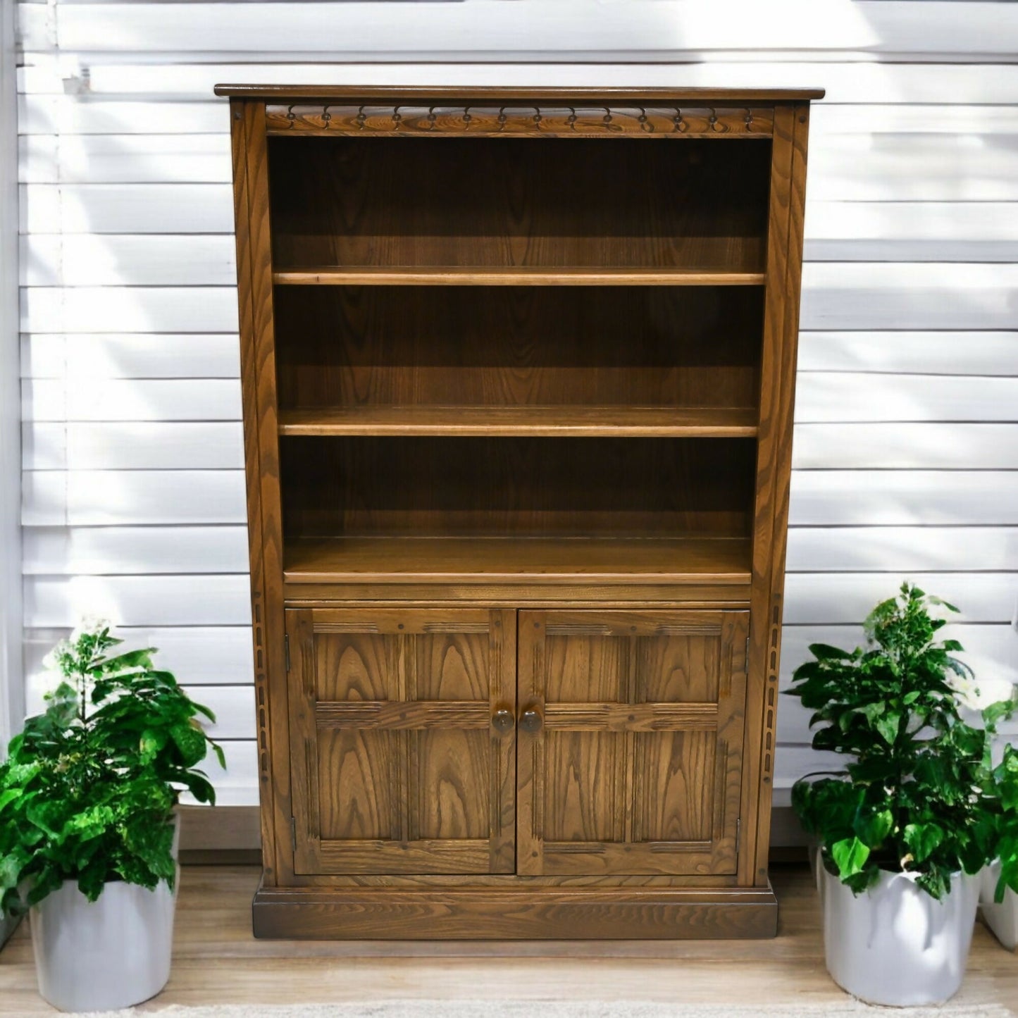 Ercol Bookcase 2 Shelves & Cupboard Ercol's Golden Dawn Finish FREE UK* Delivery. SBR10223/1903E