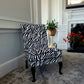 Slipper Chair. Accent Chair, Mid-century, Animal Print Velvet. Restored Rebuilt, Reupholstered. Fantastic Condition. Circa 1950sd