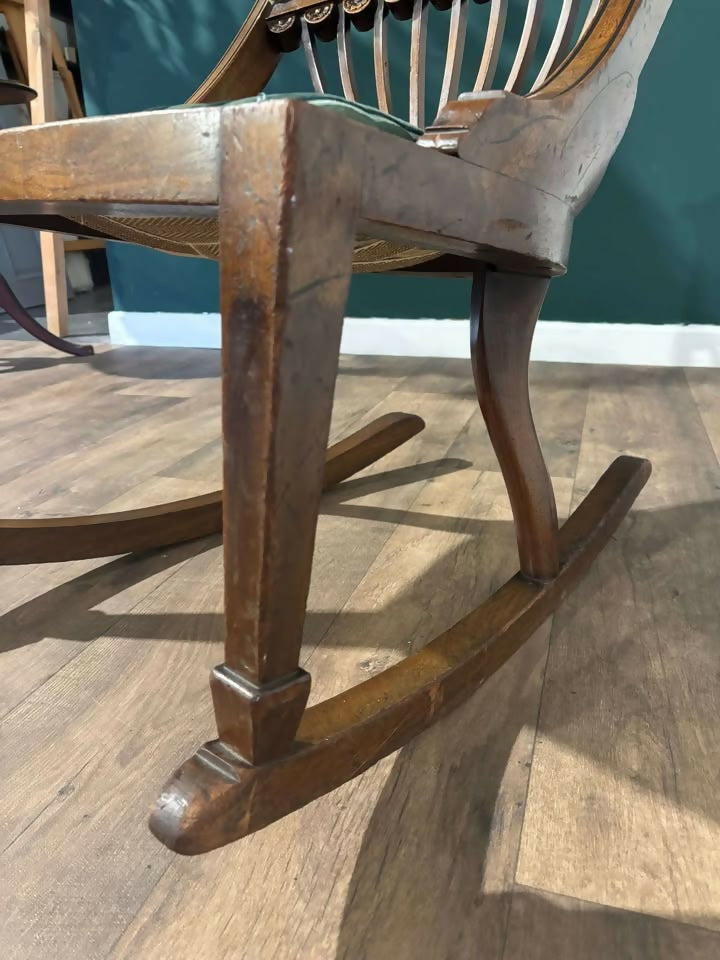 19th Century Beech Framed Rocking Chair7