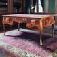Large Presidential Desk, Inlaid Kingswood With Brass Decoration, Impressive.