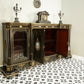 Antique Ebonised Black and Gilt Brass Credenza 19th Century with Porcelain Plaques