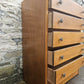 Vintage Oak Tallboy Chest of Drawers: Antique Cabinet with Detailing Five Drawer