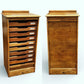 Light Oak Set Of 9 Filing Drawers With Tambour Rolling Front, With Key