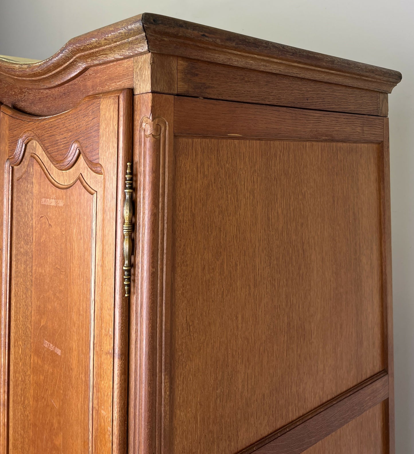 Wardrobe Vintage French Louis XVI Style Oak Five Door Carved Armoire LOT 6397