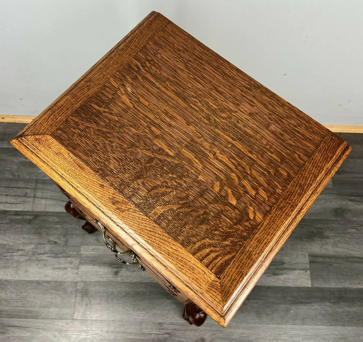 Bedside Table Vintage French Louis XVI Oak Carved Nightstand Cabinet LOT 4695