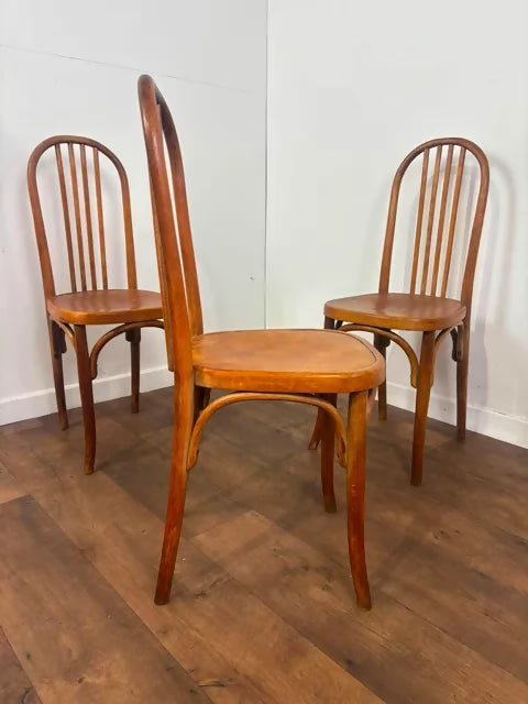 Set of Three Bentwood Spindle Back Dining Chairs