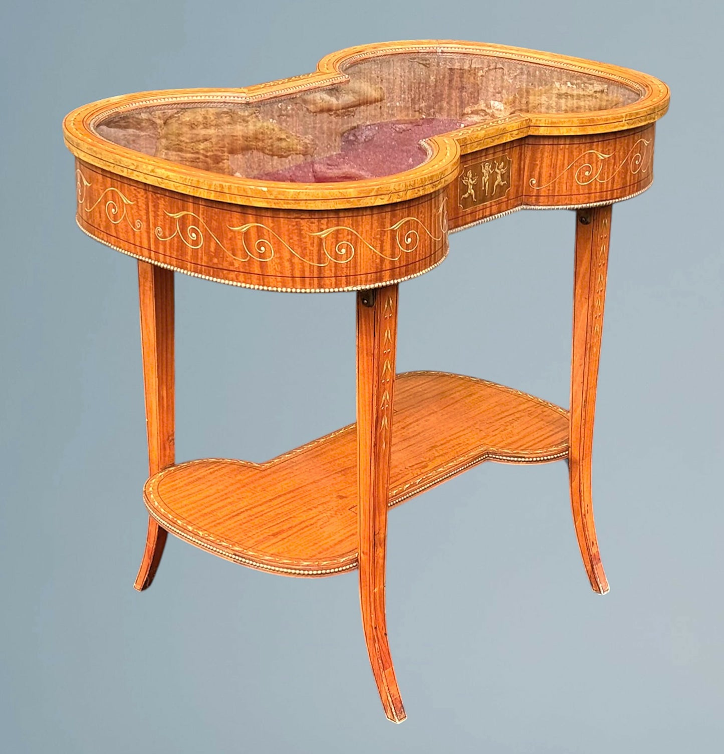 Edwardian Painted Satinwood Bijouterie Table / Vitrine