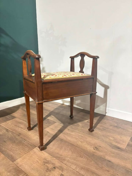 Edwardian mahogany piano stool2