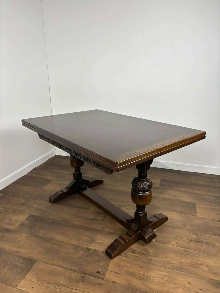Vintage Priory Oak Refectory Style Draw Leaf Dining Table