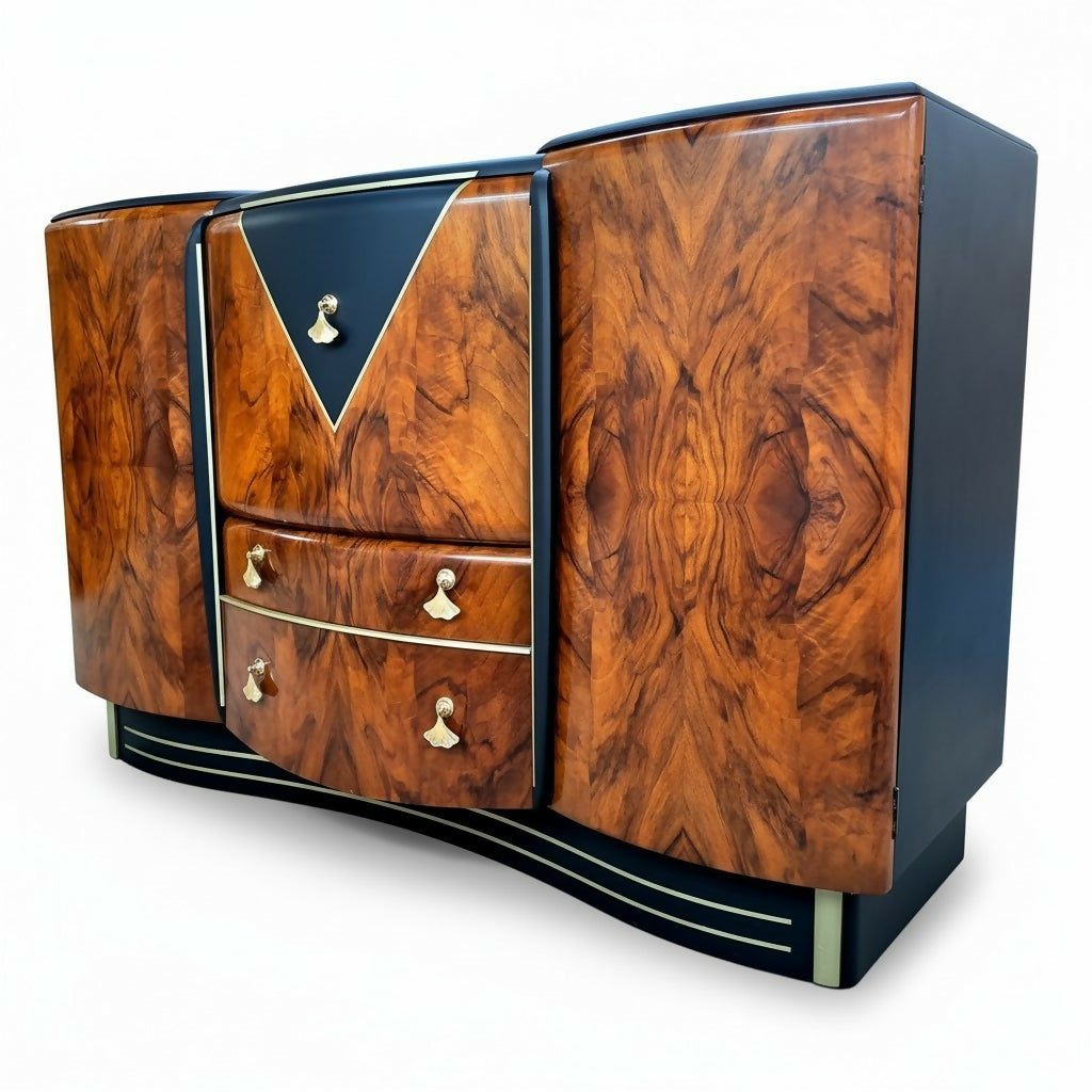 Burr Walnut 1930's Art Deco Cocktail Cabinet