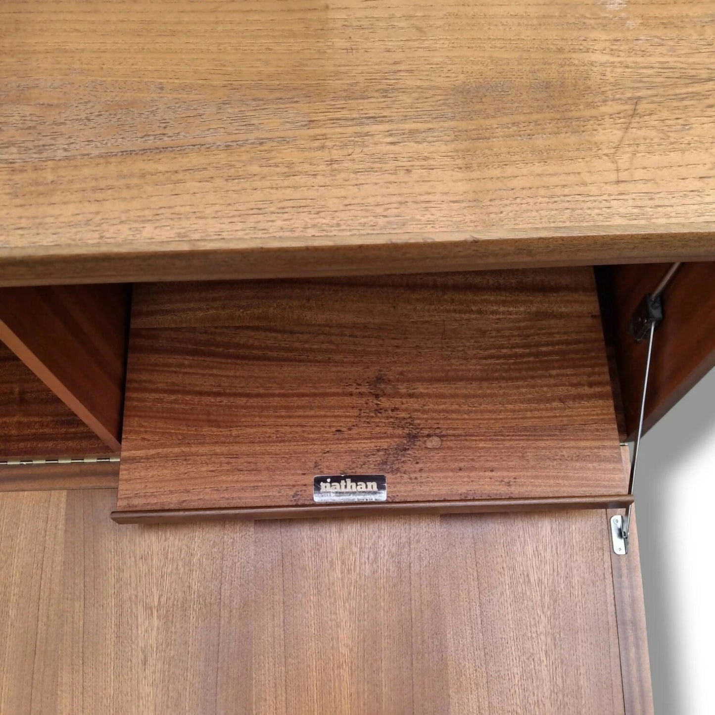 Vintage Nathan Drop-Front Wall Cabinet / Drinks or Desk Unit