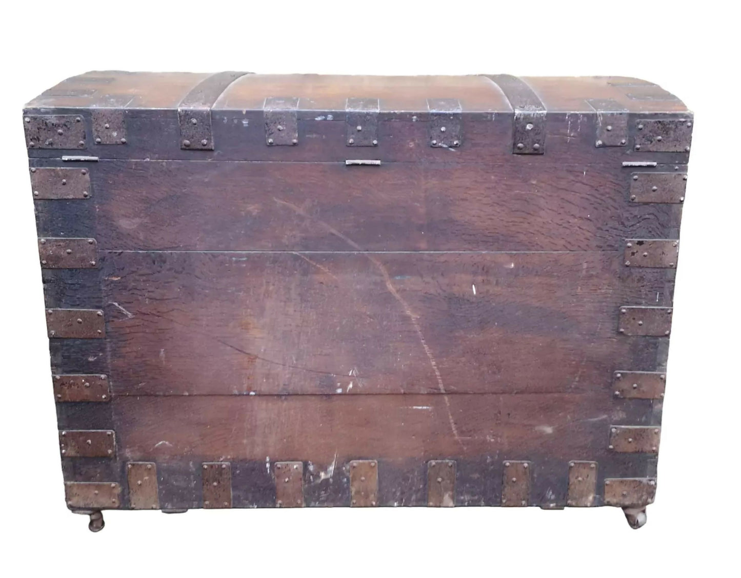 19th Century Oak & Metal Banded Silver Chest