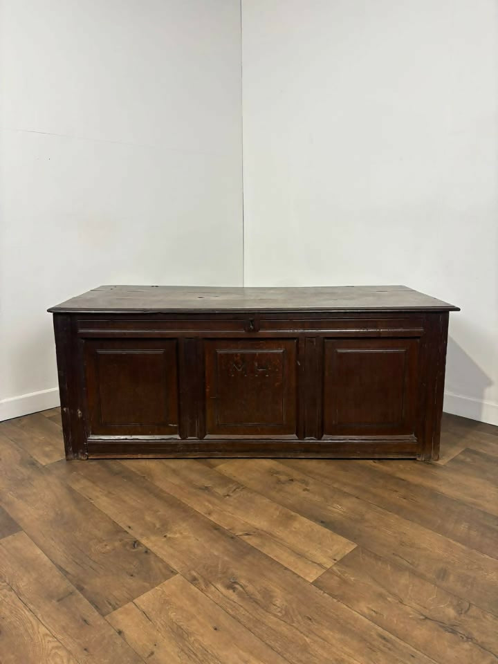 Georgian Oak Three Panel Coffer with Initials ‘MH’