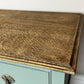 Vintage Chest of Drawers Stripped Oak Top Art Sage Green Upcycled Compact Size