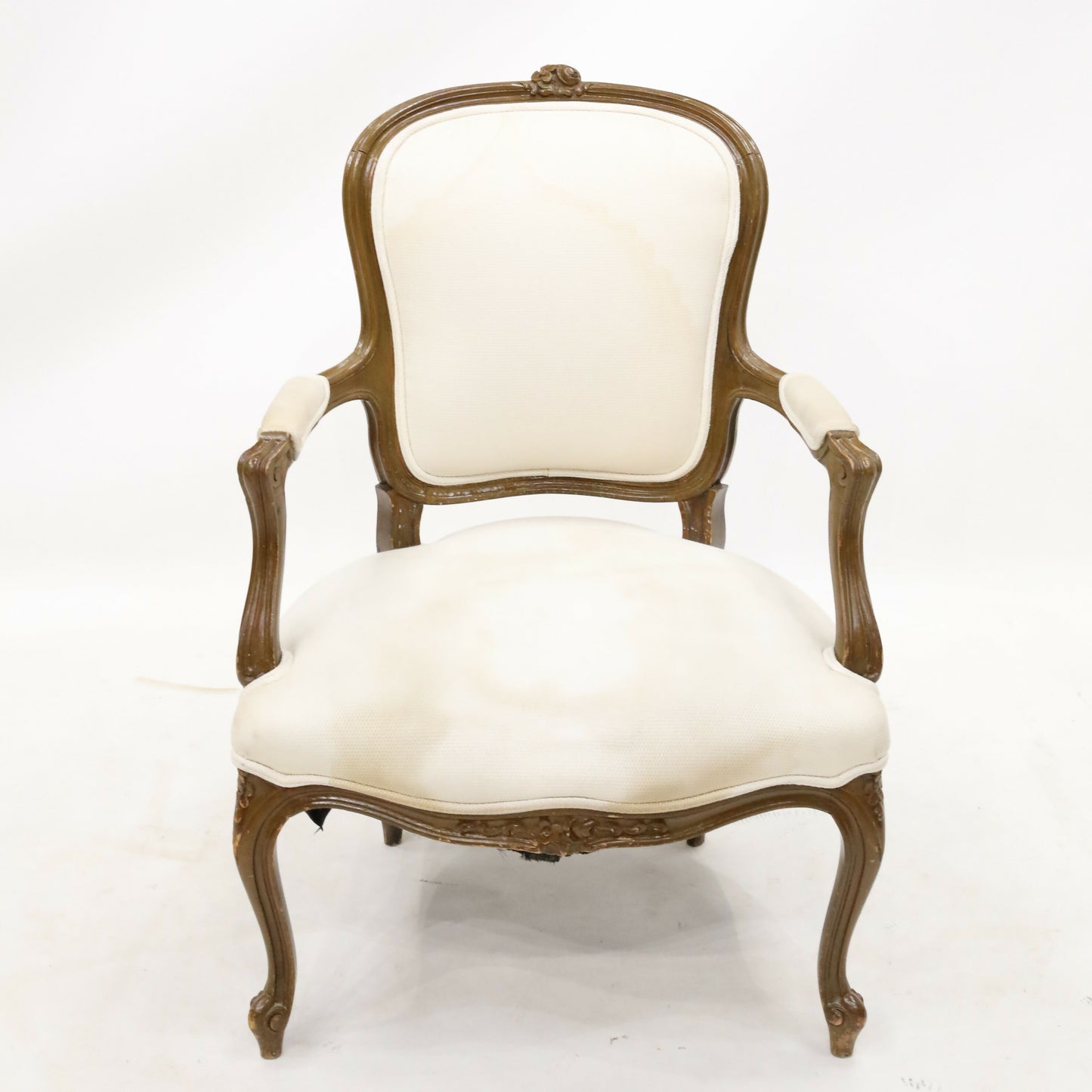 Vintage French Louis Philippe Style Armchair Cream Upholstery FREE UK Delivery