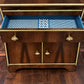 Art Deco Style Walnut Bureau/Writing Desk with Teal & Gold Interior