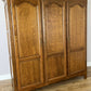 Wardrobe Vintage French Style Oak Triple Door Carved Armoire Cabinet LOT 6525