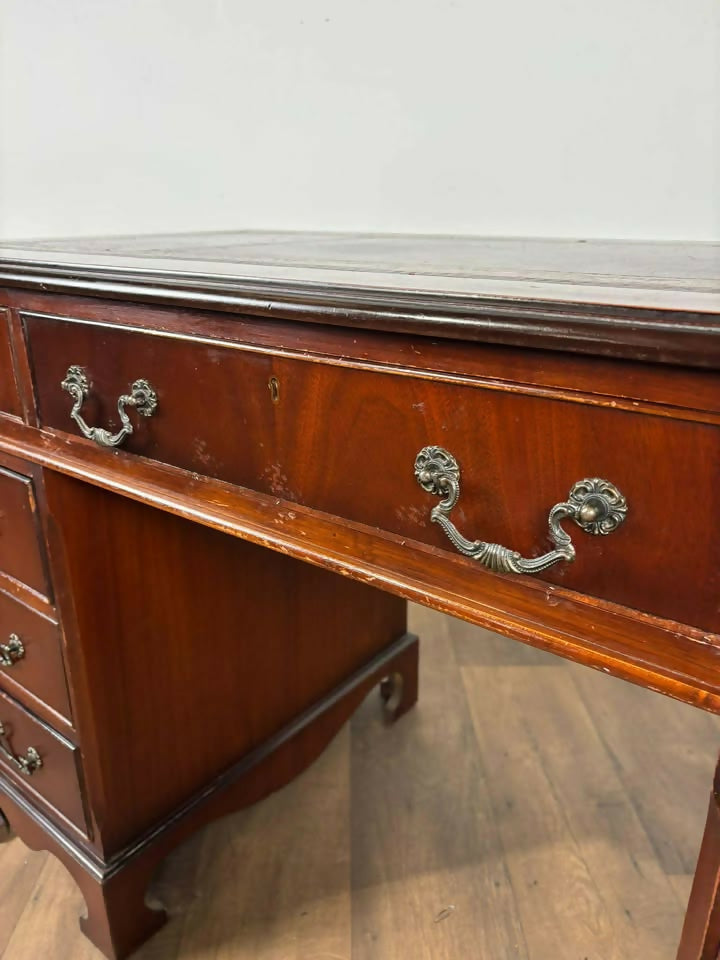 Reproduction Mahogany Twin Pedestal Knee Hole Desk