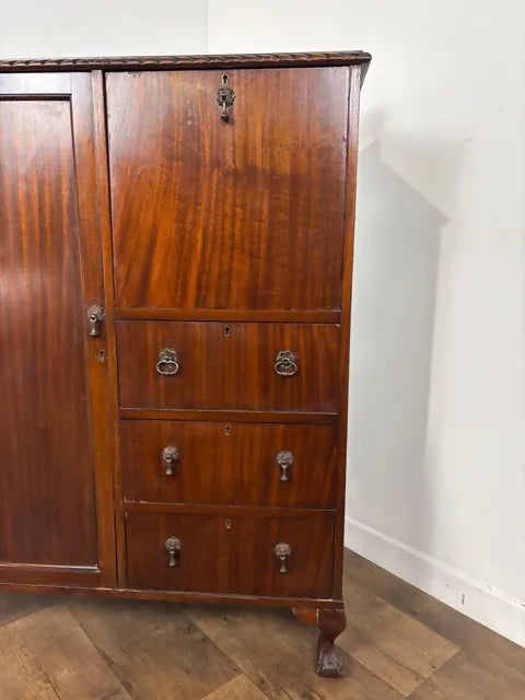 Vintage Mahogany Bureau Bookcase / Combination Cabinet