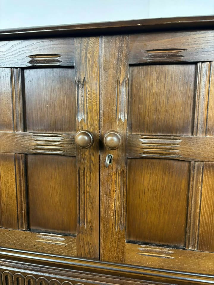 Vintage Priory Oak Cocktail Cabinet