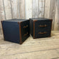 Black Leather Brown Trimmed Handmade Luxury Bedroom End Tables
