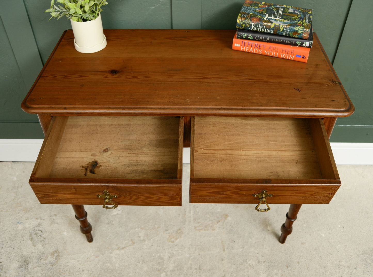 Pitch Pine Console Table / Writing Desk - Arts & Crafts