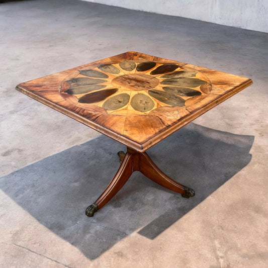 Vintage Yew Wood Oyster Specimen occasional table