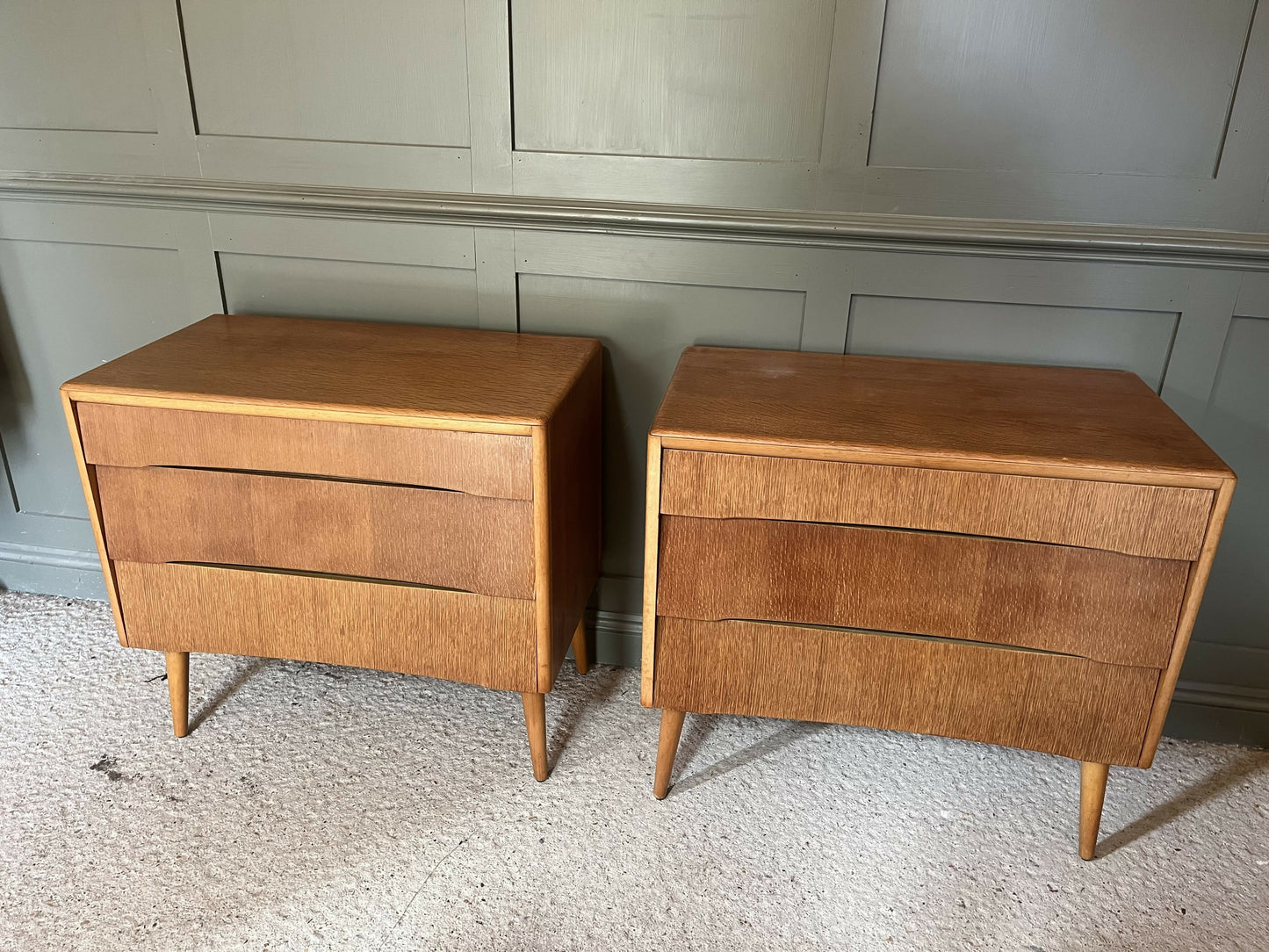 A Vintagen Retro Chest Of Drawers By Avalon 1960’s Waterfall Front Stick Legs (2 Available)